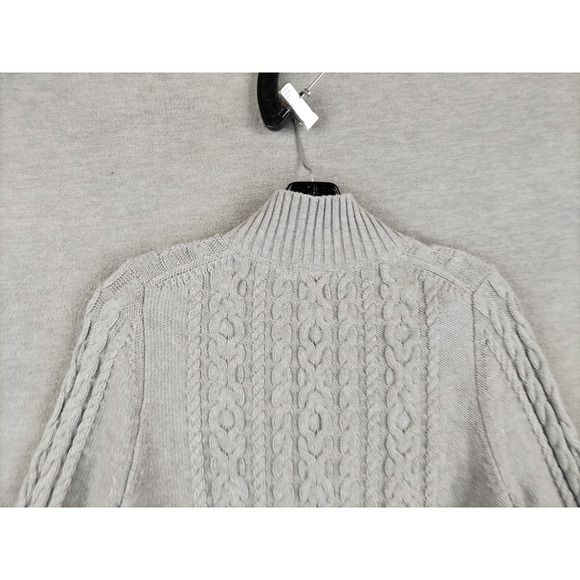 LL Bean Womens Sweater Medium Gray Long Sleeve Cable Knit Long Sleeve Cottage - Picture 8 of 9